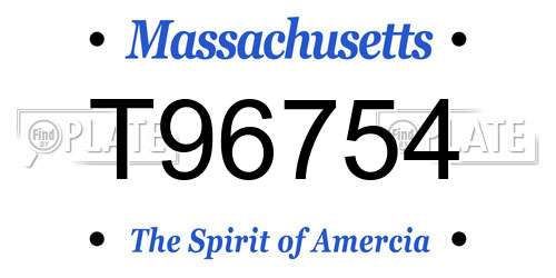 T96754 Massachusetts License Plate