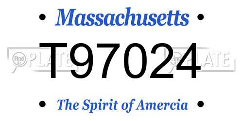 T97024 Massachusetts License Plate