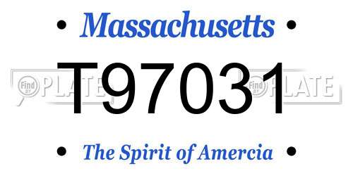 T97031 Massachusetts License Plate