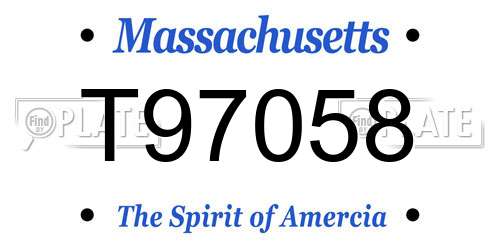T97058 Massachusetts License Plate