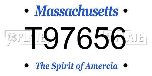 T97656 Massachusetts License Plate