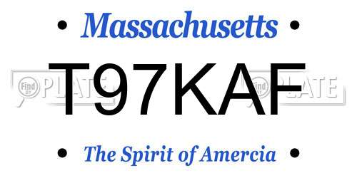 T97KAF Massachusetts License Plate
