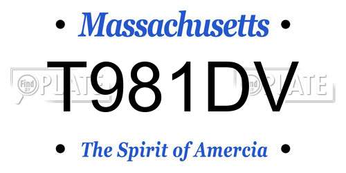 T981DV Massachusetts License Plate