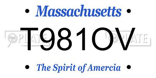 T981OV Massachusetts License Plate