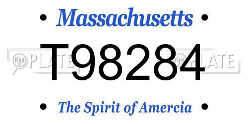 T98284 Massachusetts License Plate