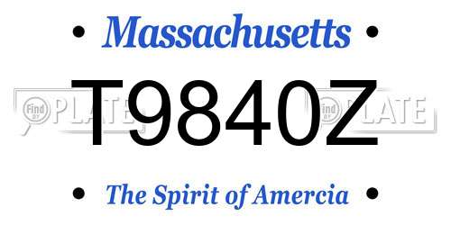 T9840Z Massachusetts License Plate