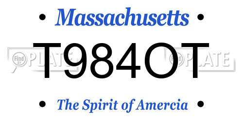 T984OT Massachusetts License Plate