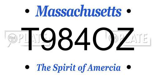 T984OZ Massachusetts License Plate