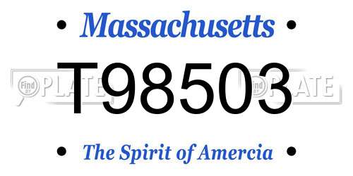 T98503 Massachusetts License Plate