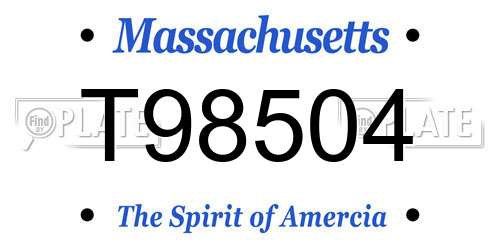 T98504 Massachusetts License Plate