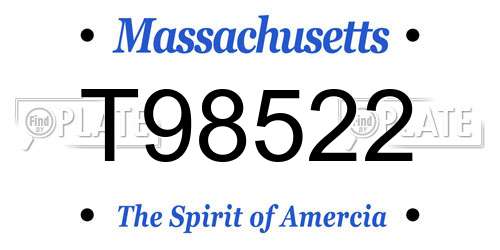 T98522 Massachusetts License Plate