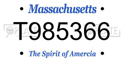 T985366 Massachusetts License Plate