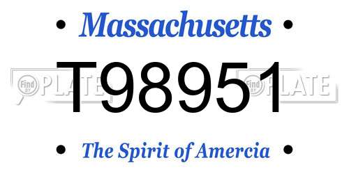 T98951 Massachusetts License Plate