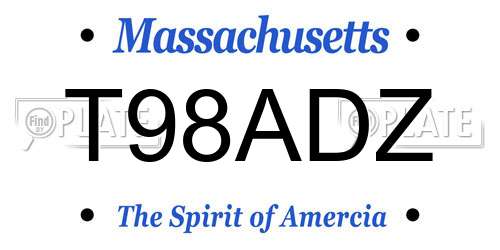 T98ADZ Massachusetts License Plate