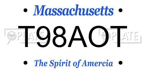 T98AOT Massachusetts License Plate