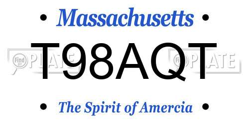 T98AQT Massachusetts License Plate