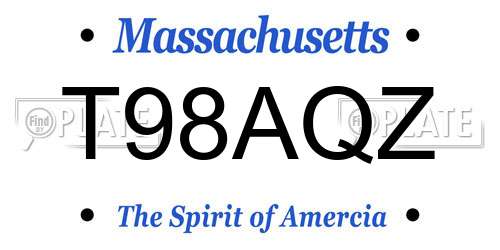 T98AQZ Massachusetts License Plate