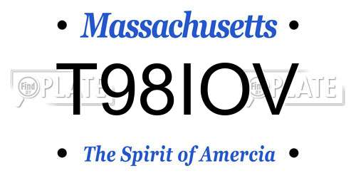 T98IOV Massachusetts License Plate