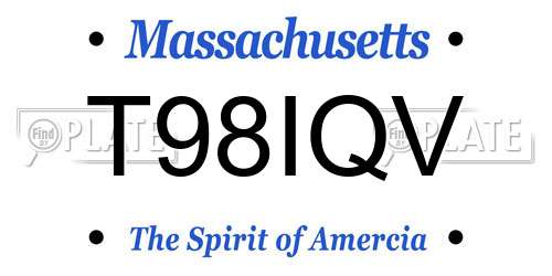 T98IQV Massachusetts License Plate