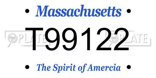 T99122 Massachusetts License Plate
