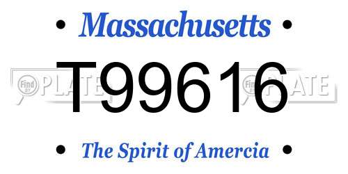 T99616 Massachusetts License Plate