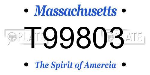 T99803 Massachusetts License Plate