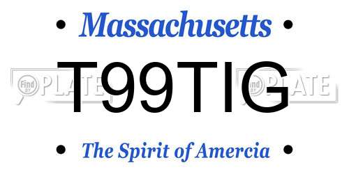 T99TIG Massachusetts License Plate