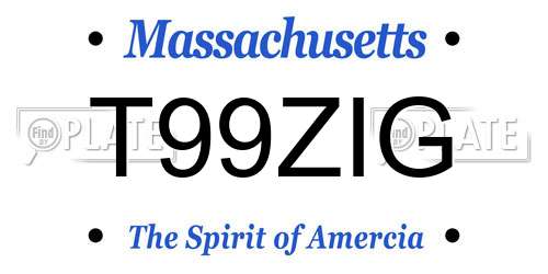 T99ZIG Massachusetts License Plate