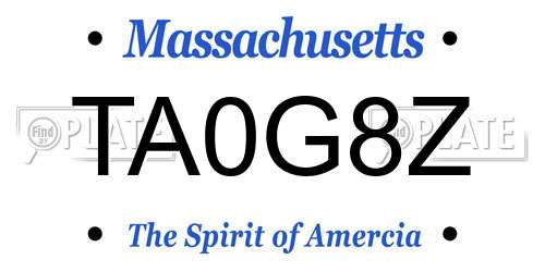 TA0G8Z Massachusetts License Plate