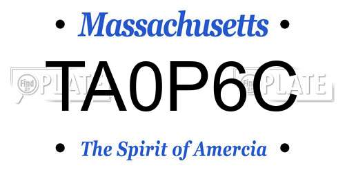 TA0P6C Massachusetts License Plate