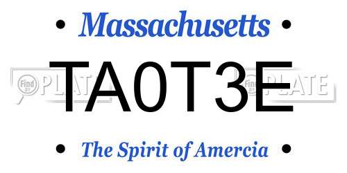 TA0T3E Massachusetts License Plate