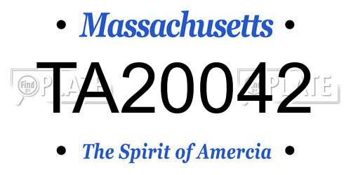 TA20042 Massachusetts License Plate