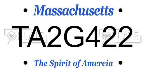 TA2G422 Massachusetts License Plate