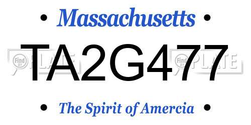 TA2G477 Massachusetts License Plate