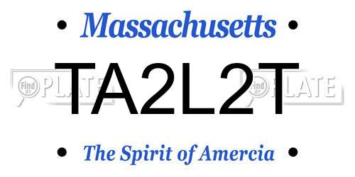 TA2L2T Massachusetts License Plate