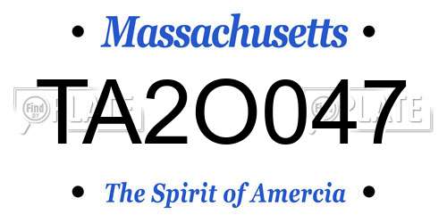 TA2O047 Massachusetts License Plate