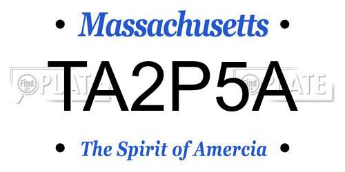 TA2P5A Massachusetts License Plate
