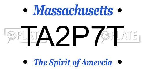 TA2P7T Massachusetts License Plate