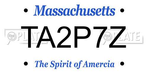 TA2P7Z Massachusetts License Plate
