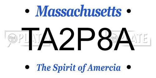 TA2P8A Massachusetts License Plate