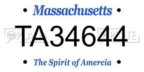 TA34644 Massachusetts License Plate