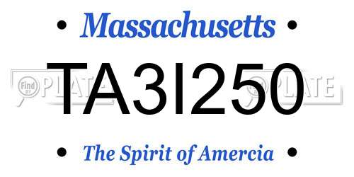 TA3I250 Massachusetts License Plate