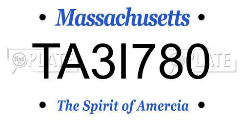 TA3I780 Massachusetts License Plate