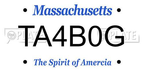 TA4B0G Massachusetts License Plate