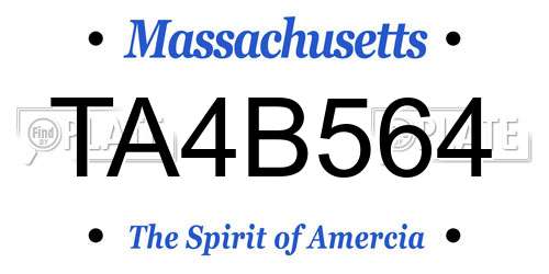 TA4B564 Massachusetts License Plate