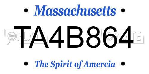 TA4B864 Massachusetts License Plate
