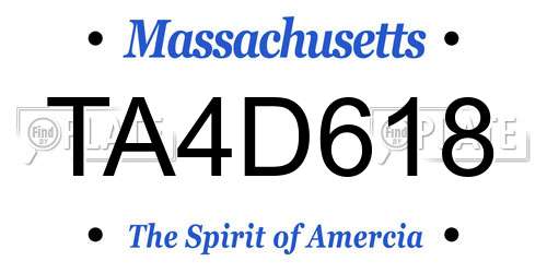 TA4D618 Massachusetts License Plate