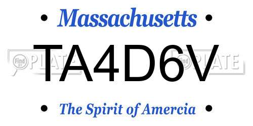 TA4D6V Massachusetts License Plate