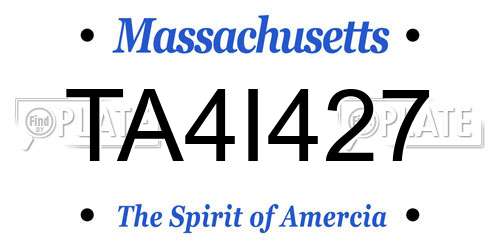 TA4I427 Massachusetts License Plate