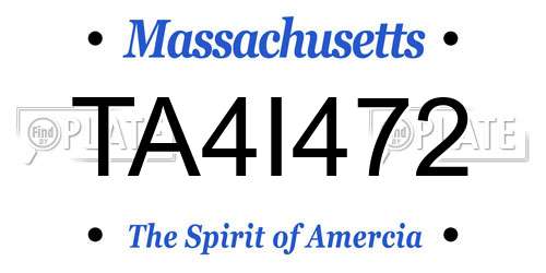 TA4I472 Massachusetts License Plate